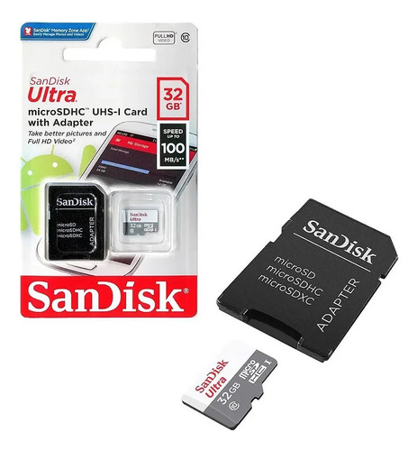  Cartão Memória Sandisk Ultra 32gb 100mb/s Classe 10 Microsd