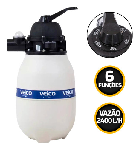 Filtro de areia para piscina Veico V-20 de 6 vias