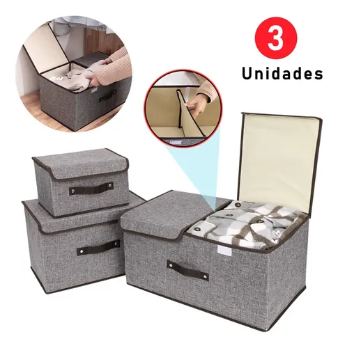 3 Piezas Cajas Organizadoras De Tela Plegables Con Tapas