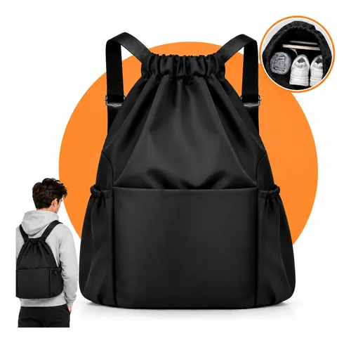 Mochila Saco Bolsa Costas Academia Esporte Impermeável Preto Lisa
