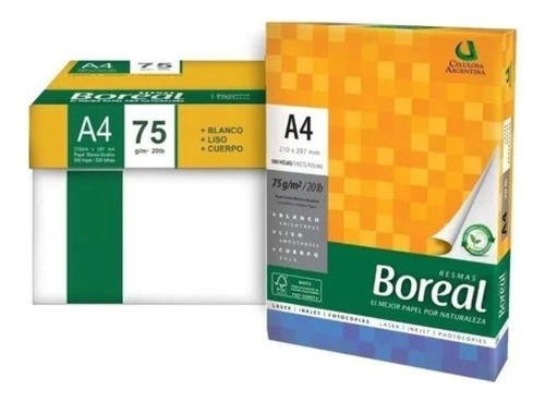 Pack X 10 Resmas A4 75gr Boreal 500 Hojas Extra Blanco