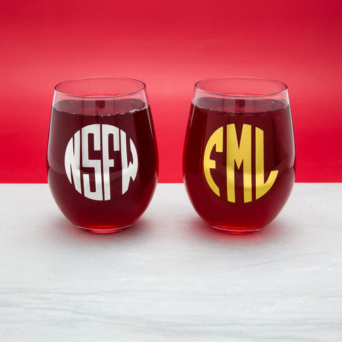 Copas De Vino Con Monograma Bigmouth Fml Y Nsfw