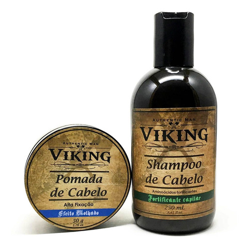 Kit Para Cabelo - Glow Water Shampoo E Pomada Viking
