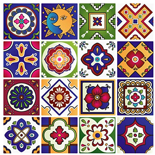 Calcomanías Para Azulejos Mexicanos De 4 X 4 Pulgadas,...