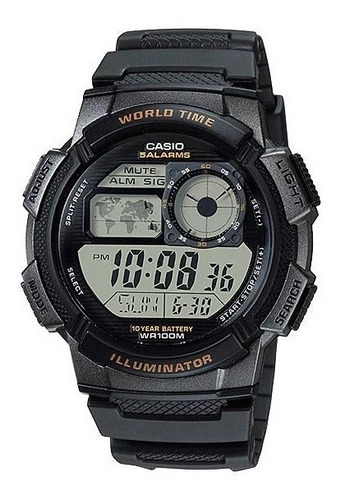 Reloj Casio Digital Ae-1000w-1av Hora Mundial Resiste 100 M