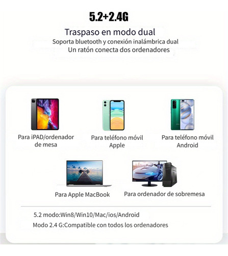 Ratón Inalámbrico Para Computadora Windows Bluetooth Dip, 2 Color Negro/rosa
