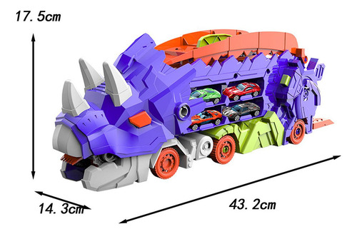 Juguete Coche Camión De Transporte Dinosaurios Con 8 Autos