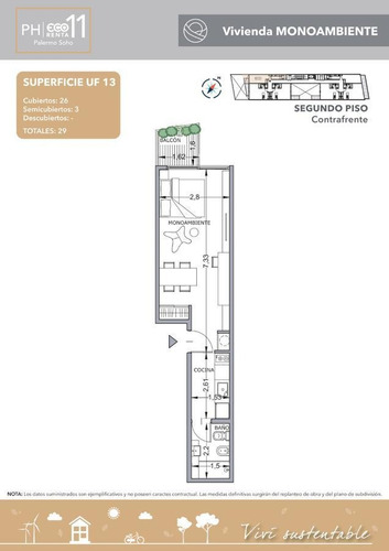 Imagen 7 de 14 de Departamento Ph Monoambiente Ideal Renta En Palermo Soho