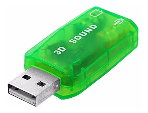 Tarjeta De Sonido Usb 5.1 Canales Audio 3d Salida Y Entrada Color Verde