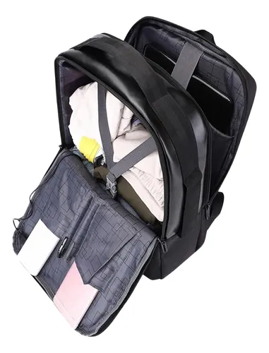 Mochila Grande Unisex Con Compartimento Para Laptop Color Azul Diseño De La Tela Lisa
