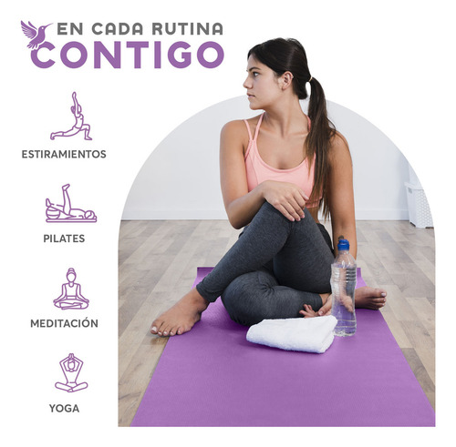 Tapete De Yoga Muuk Fitness 3 Mm Ejercicio Y Relajación Color Lila
