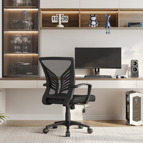 Silla De Oficina Ergonómica Ajustable Malla Negra