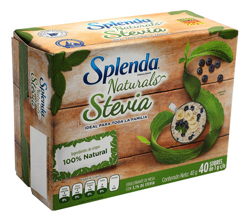 Edulcorante Splenda Naturals Stevia en polvo caja 40 g 40 u