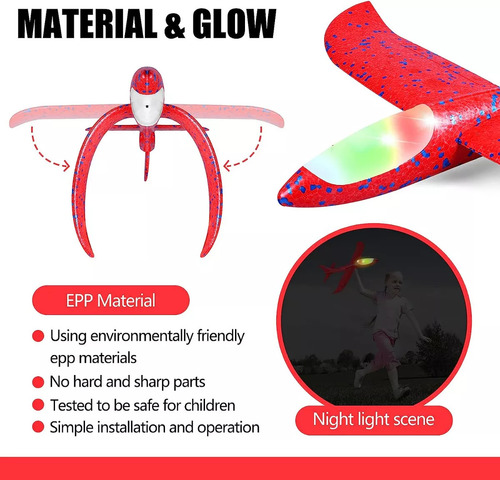 Planeador Avión Led Flexible Lanzamiento Jet Airbus Plumavit