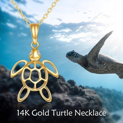 Kecho Collar De Tortuga De Oro De 14 Quilates Para Mujer,