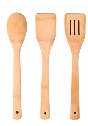 Set X 3 Utensilios De Cocina De Bambú