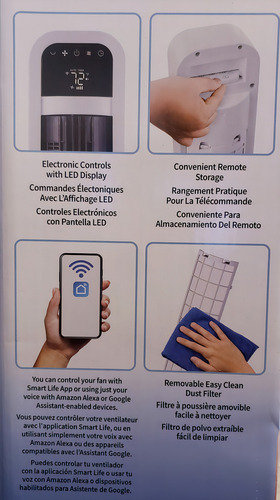 Ventilador De Torre Omnibreeze Ultra Silencio Control Y Wifi 26 Cm 60 Hz Blanco