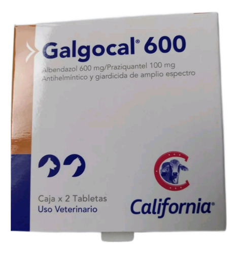 Desparasitante Galgocal 600 X 2 Tabletas 1 Pasta X 20 Kilos