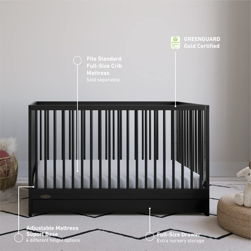 Graco Teddi Cuna Convertible 5 En 1 Con Cajón Negro Negro