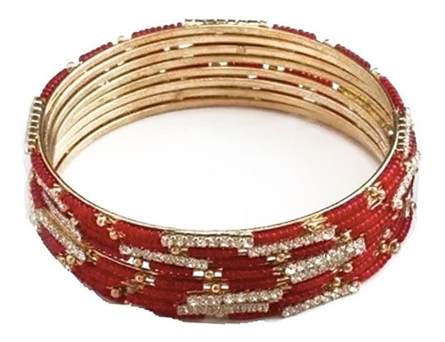 Pulsera Roja Con Mostacilla Y Strass