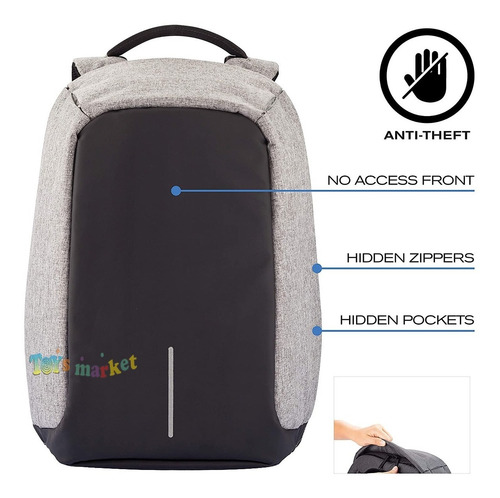 Imagen 3 de 10 de Mochila Antirrobo Impermeable Anticorte Usb Porta Notebook