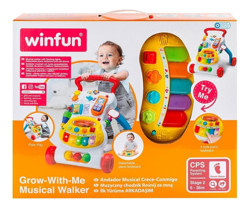 Caminador Andador Musical Con Luz Winfun 3 En 1 Jeg 000804