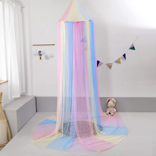 Toldo De Cama Para Niñas Con Luces, Arcoíris, Mosquitera Aki