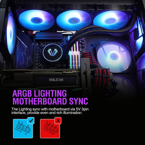 V360 Liquid Cpu Cooler, 3x 120mm Addressable Rgb & Pwm Fans/