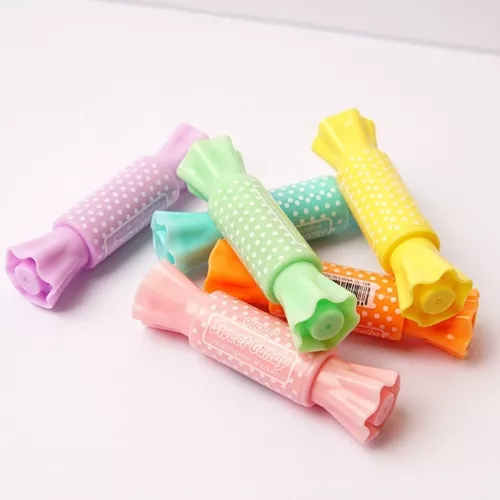 Kit 6 Marca Texto Pastel Duplo Candy Fofo Kawaii Material Escolar - DADOBOX