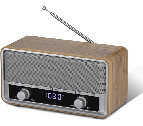 Radio Multibanda Am Fm Madera Digital Bluetooth Pantalla Lcd