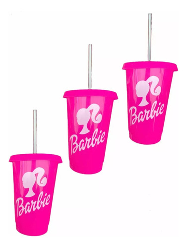 Vaso Con Popote Barbie  Cumpleaños Fiesta Niños 30 Piezas