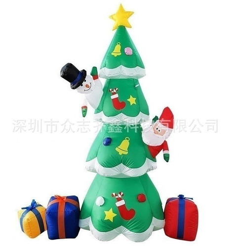 Papá Noel Inflable Árbol De Navidad Con Luces Led, 2,1 M