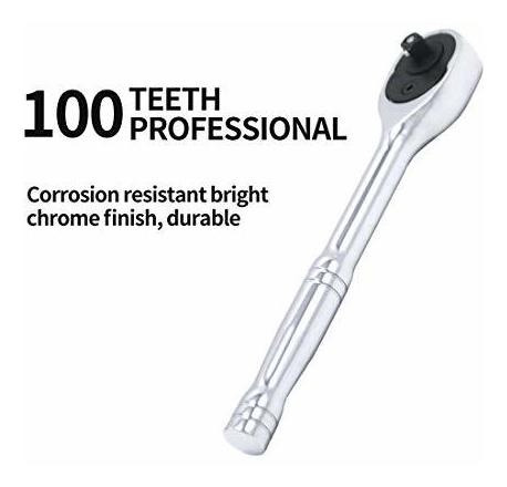 Casar 100 Teeth Ratchet 1 4 Inch Drive Premium Chrome