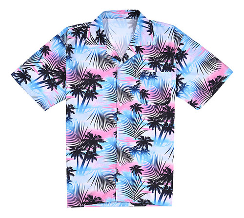 Camisa Casual Hawaiana Talla Grande Para Hombre Con Estampad