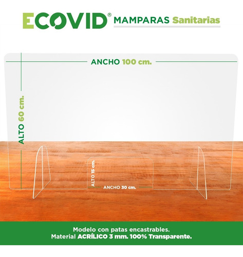 Mampara Acrílica | Barrera Sanitaria | Grande 100x60