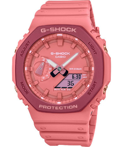 Correa de reloj Casio G-shock GA-2110SL-4A4dr Pink Line, color rosa, color de bisel, color rosa, color de fondo rosa