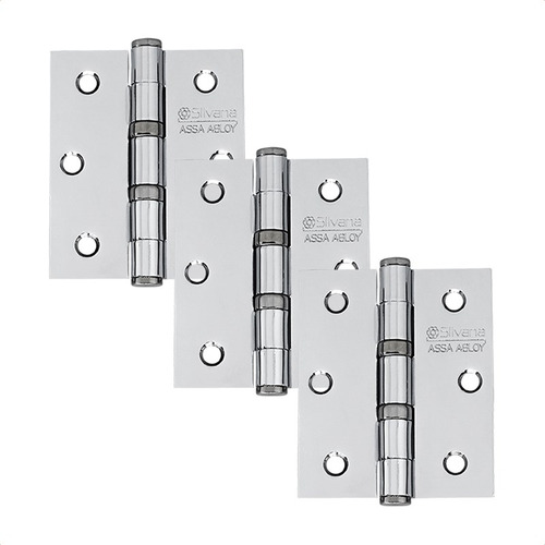 Dobradiça Com Rolamento 891, 4 X 3 Cromado - Silvana 3pçs