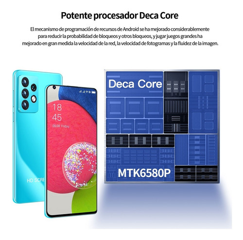 Imagen 3 de 10 de Teléfonos Ultraligeros A52s De 6.82 Pulgadas, 16 Gb, Wcdma,