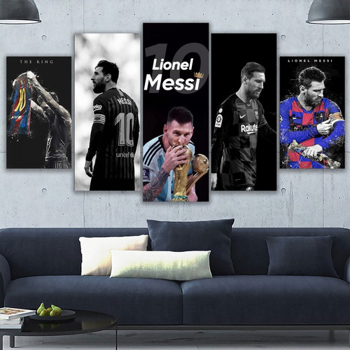 5 Cuadros Decorativos Lionel Messi Diseño Unico Futbol Arte