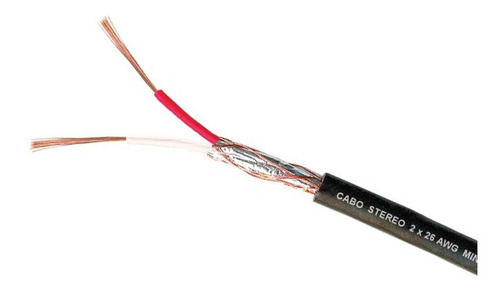 Cabo Estereo 2x26awg Dupla Blindagem Extensão Ir 100 Metros