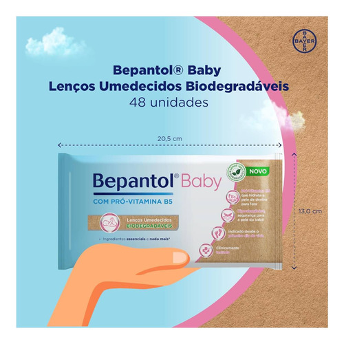 Toalhas Lenços Umedecidos Biodegradáveis Com 48un - Bepantol