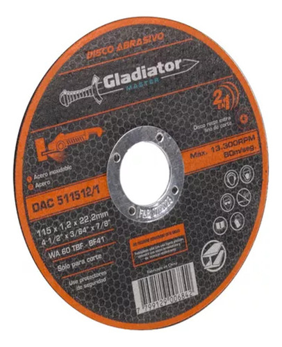 Disco De Corte De 4 1/2 Gladiador Master Caja Con 25 Pzas