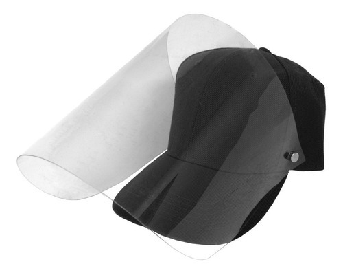 Gorra Con Careta Protectora Facial Abatible Acrilico Niño Color Negro