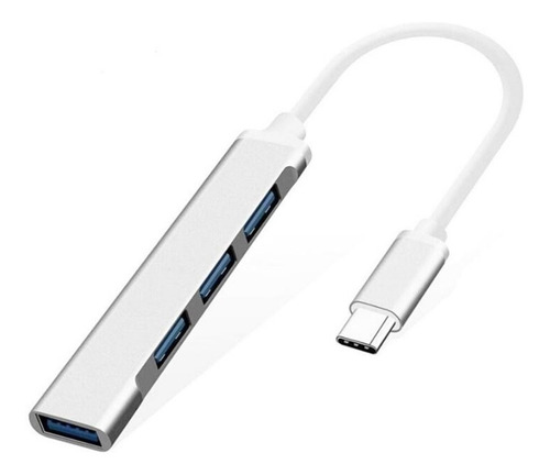 Imagen 1 de 10 de Hub Aluminio Usb C 4 Puertos Usb 3.0 Compatible Mac Win Lin