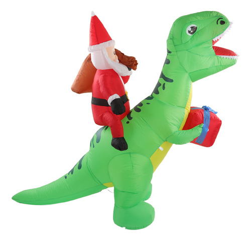 Dinosaurio Inflable Decorativo C/diseño Navideño P/exterior