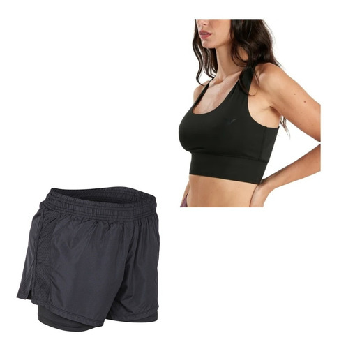 Conjunto Mujer Reves! Top Mujer Grun +short Con Calza Odens