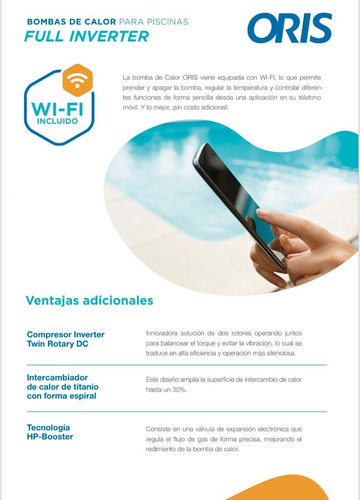 Imagen 5 de 5 de Bomba De Calor Inverter 50mil Btus Marca Oris Pantalla Dig.