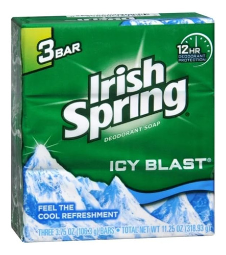 Irish Spring Barra De Bano, Icy Blast De 3.75 Onzas, 12 Unid