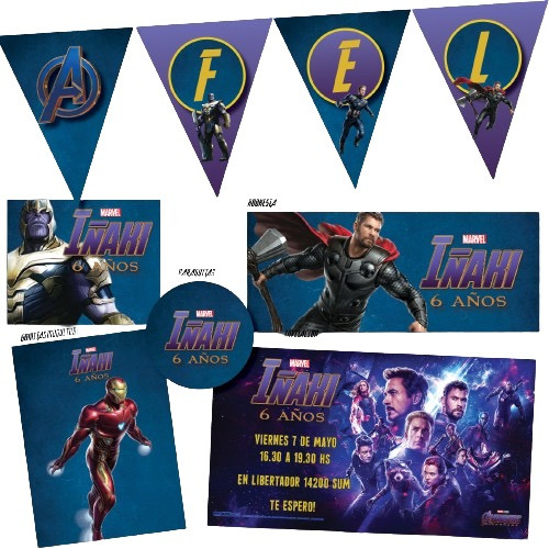 Kit Imprimible Personalizado Avengers Endgame Cumple Candy