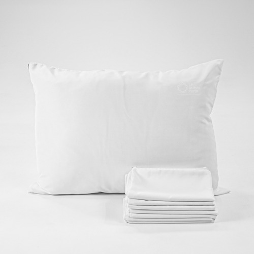 10 Funda Para Almohada Hotelera C/cierre Microfibra Standar Color Blanco